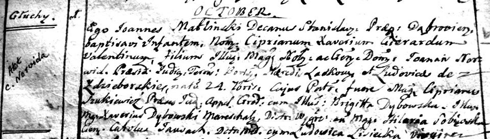 Akt chrztu Cypriana Kamila Norwida -