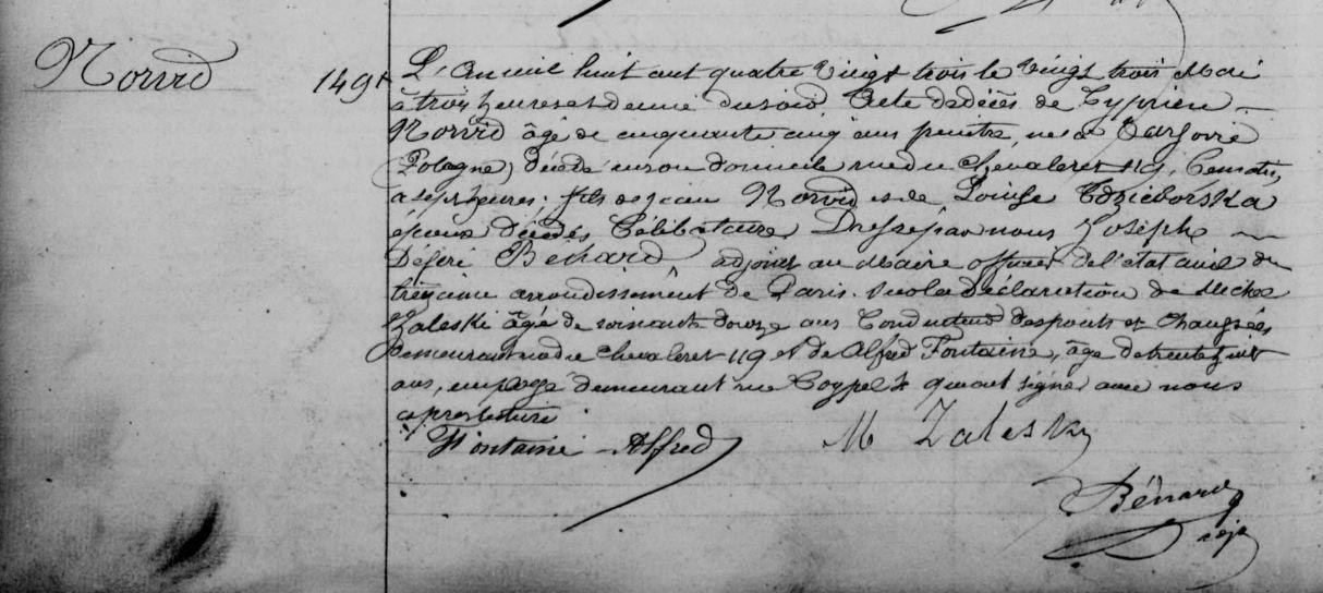 Akt zgonu Cypriana Kamila Norwida