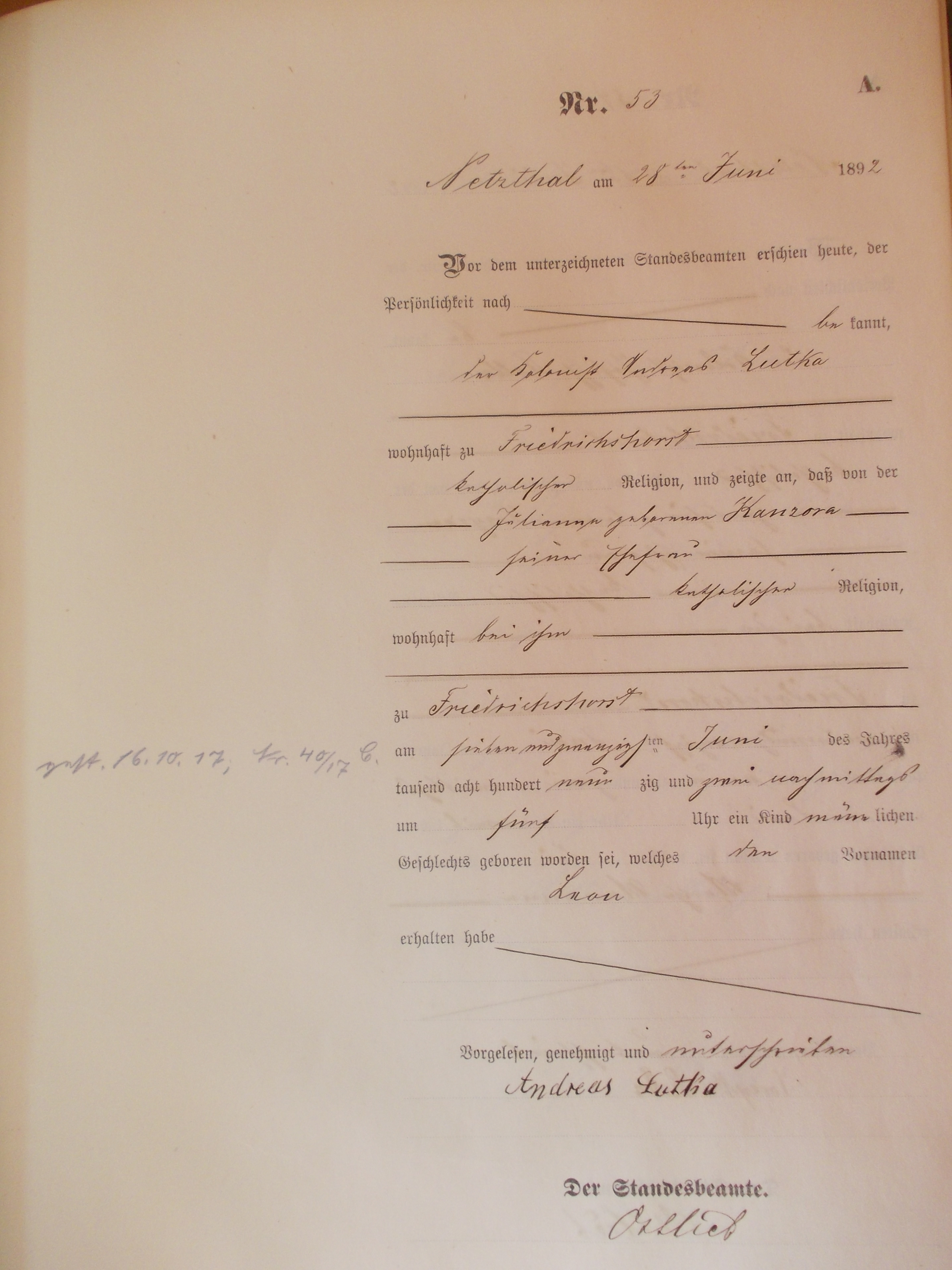 -Leon Ludtka syn Andrzeja i Julianny 1892